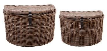 Set de 2 paniers demi-lune en rotin JAVA Gris Set de 2 paniers demi-lune