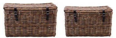 Set de 3 coffres en rotin JAVA Gris Set de 3 coffres en rotin