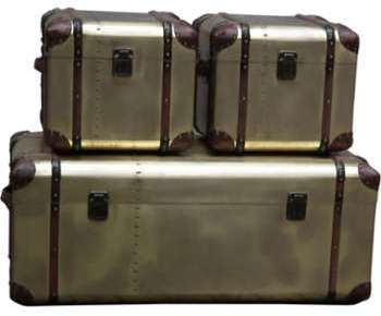 Set de 3 Malles voyageurs métalliques 101x52xH42 cm Set de 3 Malles voyageurs