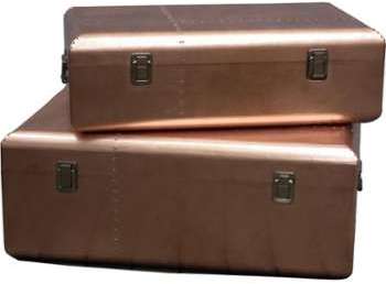 Set de 2 malles métal Cuivré 93x62xH35 5 cm Set de 2 malles métal Cuivré