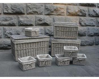 Lot de 3 malles de rangement et 6 paniers - Osier
