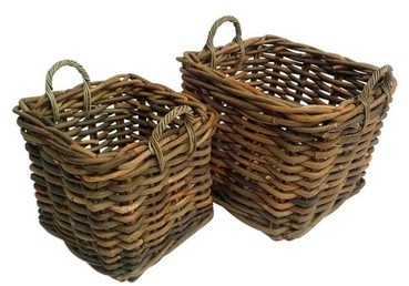 Lot de 2 grands paniers carrés en rotin gamme Sumatra Lot de 2 grands paniers carrés