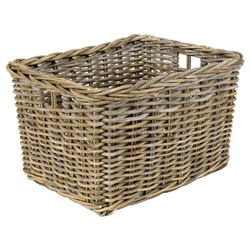 Panier rectangulaire en rotin tressé avec poignées