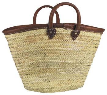 Panier de marché palmier et cuir