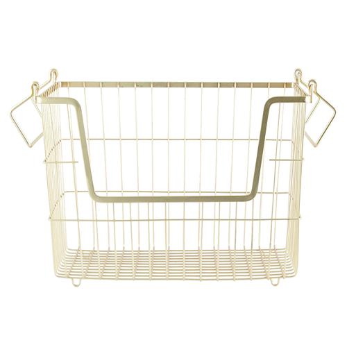Panier de rangement empilable en métal filaire dor