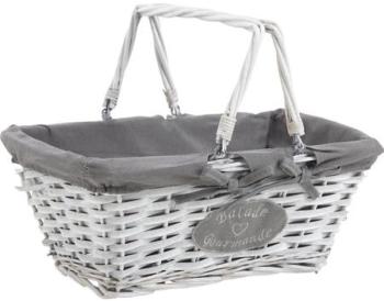 Panier en osier blanc doublé tissu gris Balade Gou