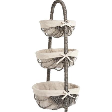 Presésentoir 70 cm avec 3 paniers osier gris doubl