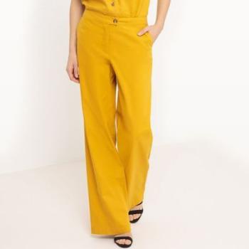 Pantalon large, taille haute, Lin - R essentiel