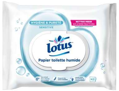 Papier toilette humide pure Lotus - le paquet de 42 Papier toilette humide pure