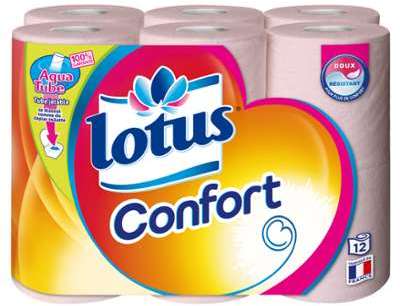 Papier toilette 2 épaisseurs Lotus - les 12 rouleaux Papier toilette 2 épaisseurs