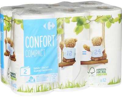 Papier toilette Confort Compact Carrefour - les 12 Papier toilette Confort Compact