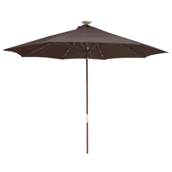 Parasol en bois 270 avec Leds intégrées Chocolat L