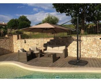 Parasol décentré Roxane couleur gris perle, Couleu