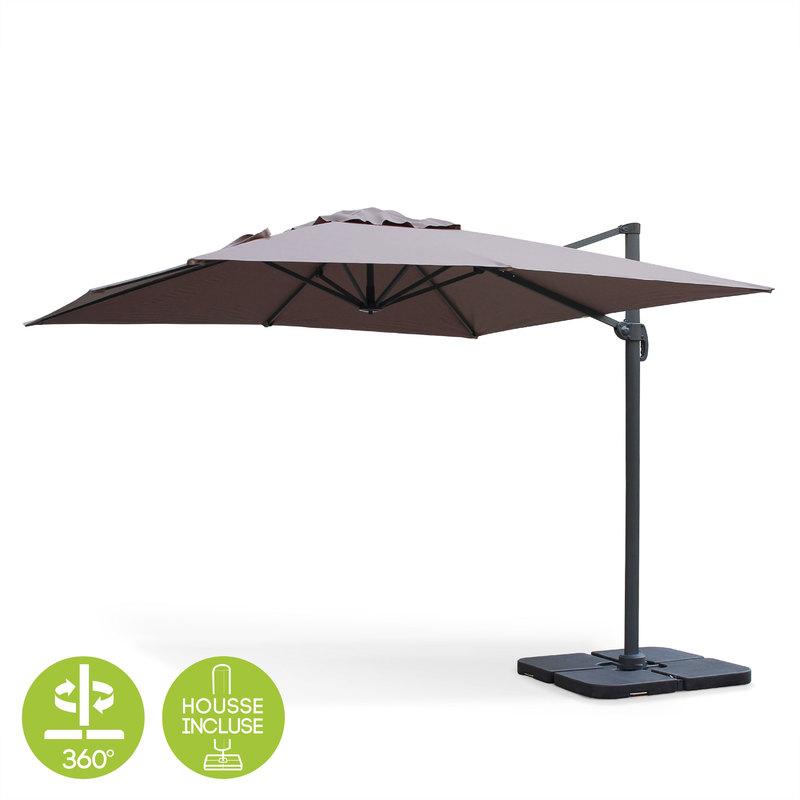 Parasol déporté carré 3x3m haut de gamme excentré