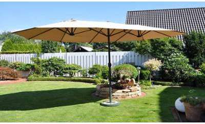 PARASOL OVALE DOUBLE BEIGE 460 CM