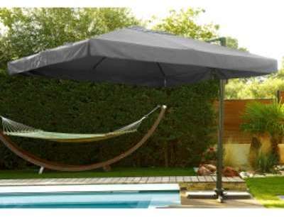 Parasol aluminium carré avec pied excentré 3x3m - GRIS Parasol aluminium carré avec