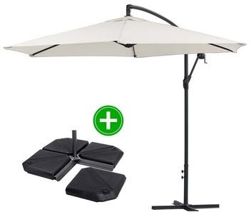 Parasol jardin déporté Alu Ilios - Rond - 3 m - Ecru Parasol jardin déporté Alu