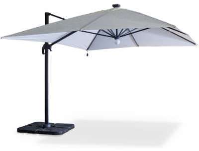 Parasol déporté solaire LED 3x4m Luce Ecru Crème haut Parasol déporté solaire LED