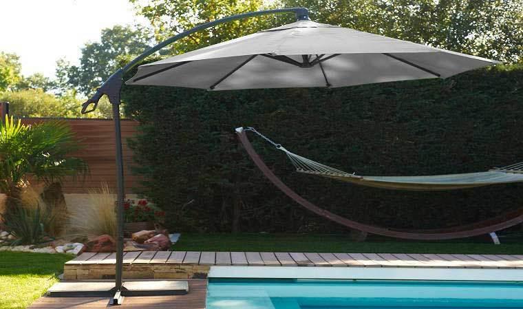 Parasol déporté GRIS - Toile de 230g/M Parasol de