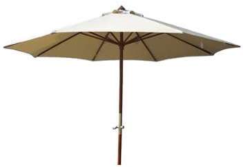 PARASOL DROIT AVEC MAT EN BOIS ET TOILE BEIGE - Mo