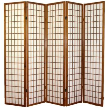 Paravent Shoji bois brun de 5 pans
