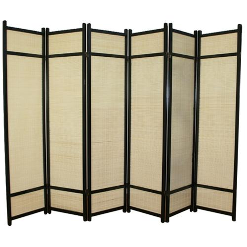 Paravent bois noir et bambou - 6 pans