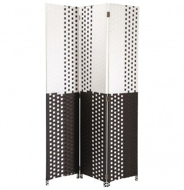Paravent design en papier tressé/bois Brent 175 cm