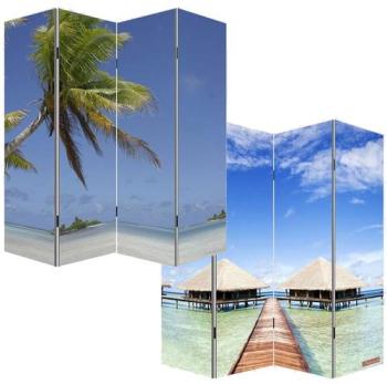 Paravent espagnol avec photo de plage h 180 x l 16
