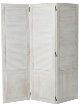 Jalousie Paravent blanc en pin brossé