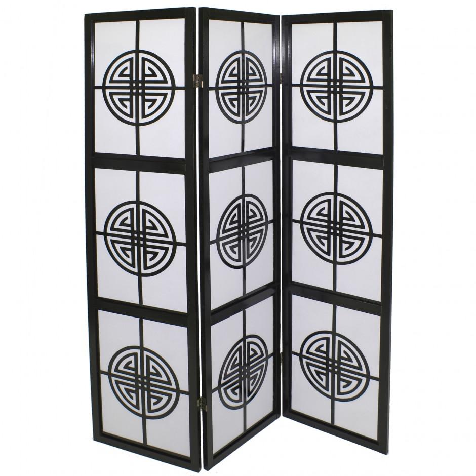 Paravent noir shoji japonais en bois design - cerc