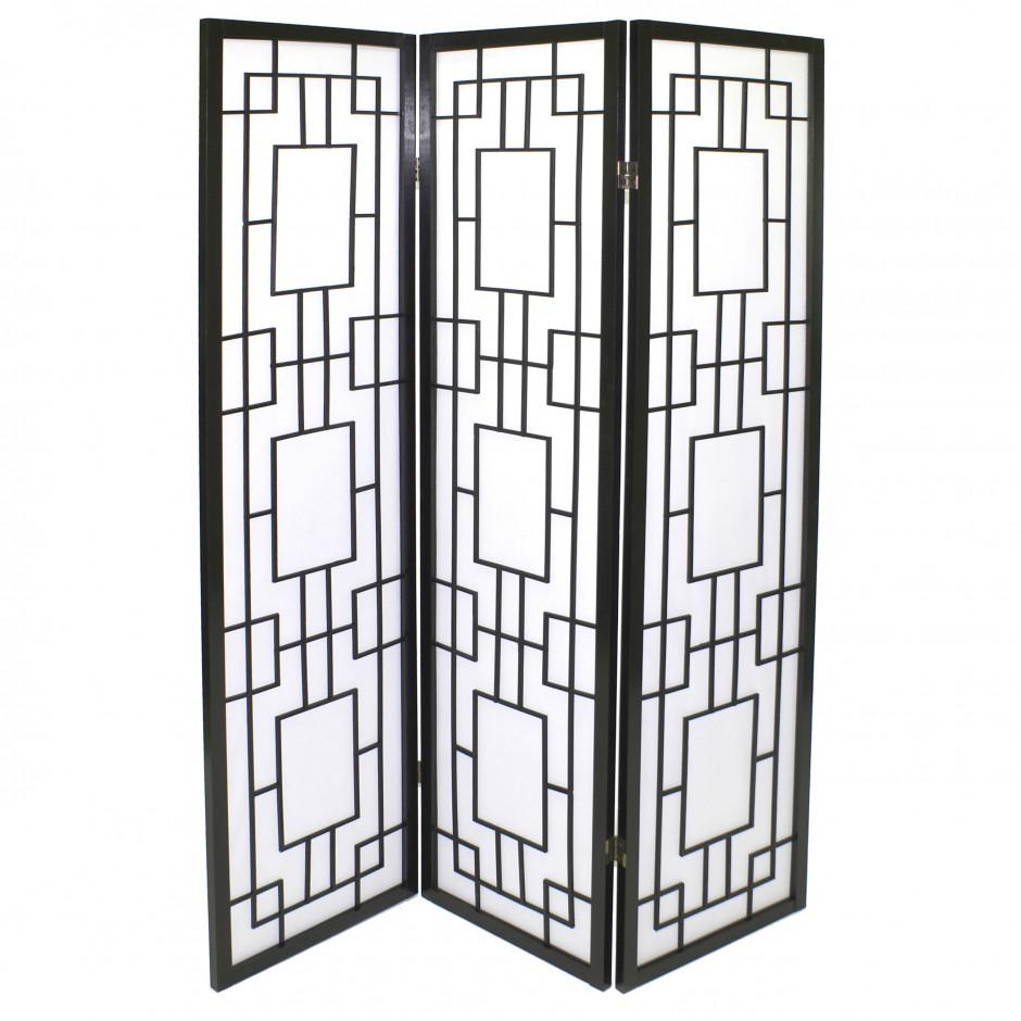 Paravent noir shoji japonais en bois design - mouc