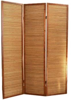 Paravent bois et bambou brun H 2 m - 3 pans