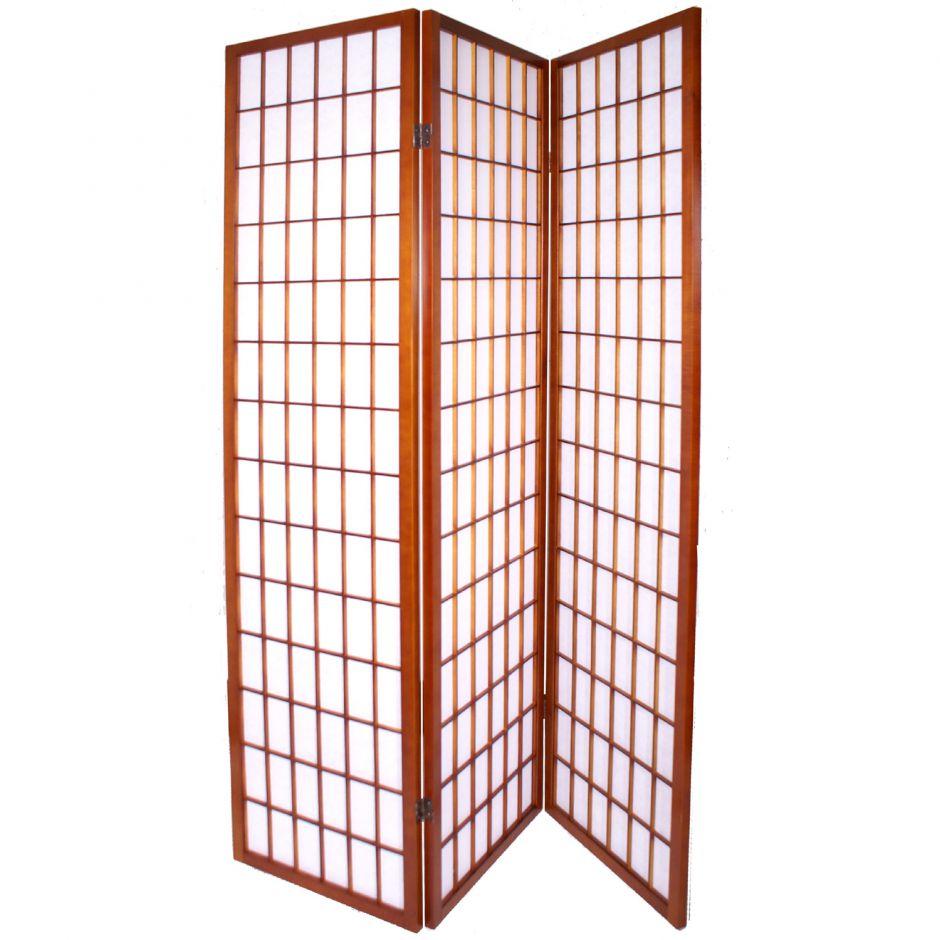 Paravent shoji japonais en bois petits carreaux