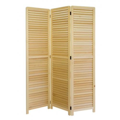 Paravent en bois naturel de 3 pans