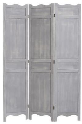 Paravent coloris gris en bois - Dim : H170 x l40 x