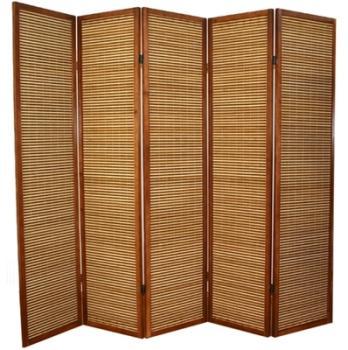 Paravent bois et bambou brun - 5 Pans