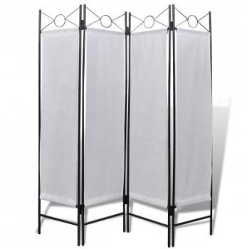 VidaXL Paravent blanc 4 panneaux 160 x 180 cm