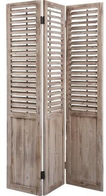 Paravent de 3 panneaux en bois vieilli avec Persie