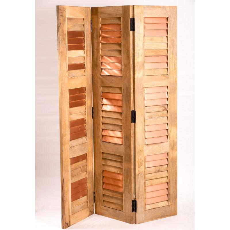 Paravent design bois cuivre