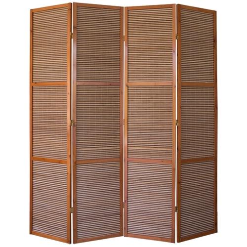 Paravent bois et bambou brun Hauteur 2 m - 4 pans