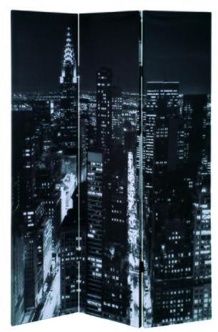 Paravent New York de 3 pans Coloris noir et blanc