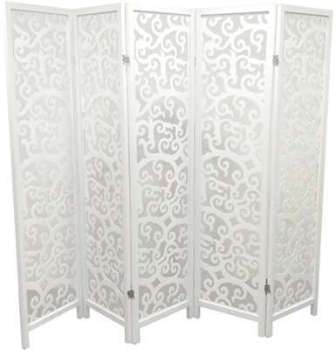 Paravent en bois blanc de 5 pans Paravent en bois blanc de