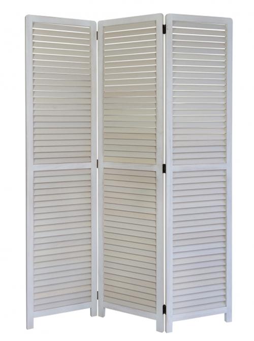 Paravent en bois blanc de 3 pans