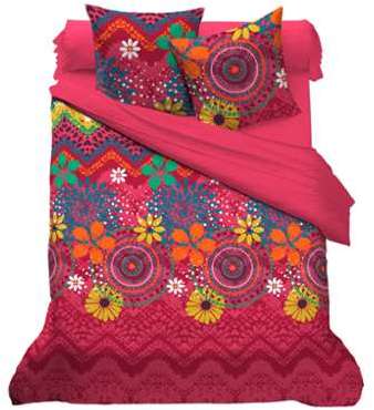 Parure housse de couette coton motifs fleurs MAORI