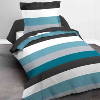 Parure de lit enfant Today rayures bleu 140x200 Parure de lit enfant Today