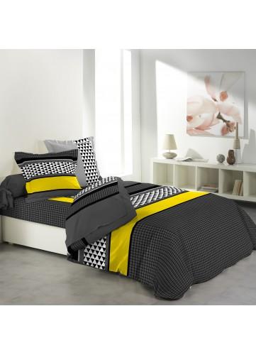 Parure de lit 4 pièces imprimée avec drap plat 2 p