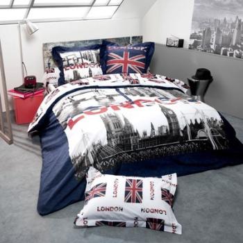 Parure de lit 140x200 cm 100 coton JACK LONDON CITY Parure de lit 140x200 cm 100