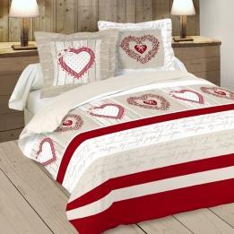 Housse de couette et deux taies (260 cm) Bozel Rouge Housse de couette et deux