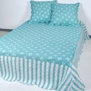 Couvre lit microfibre SHABBY CHIC Couleur Bleu