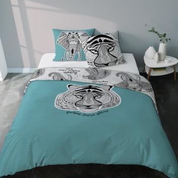 Housse de couette et taie tigre turquoise pour garçon Housse de couette et taie